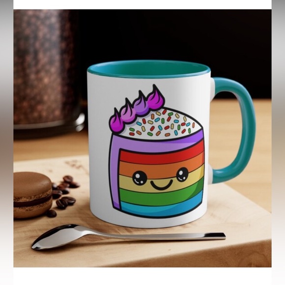 🌈🍰Kawaii Rainbow Cake Coffee Mug - Picture 2 of 4